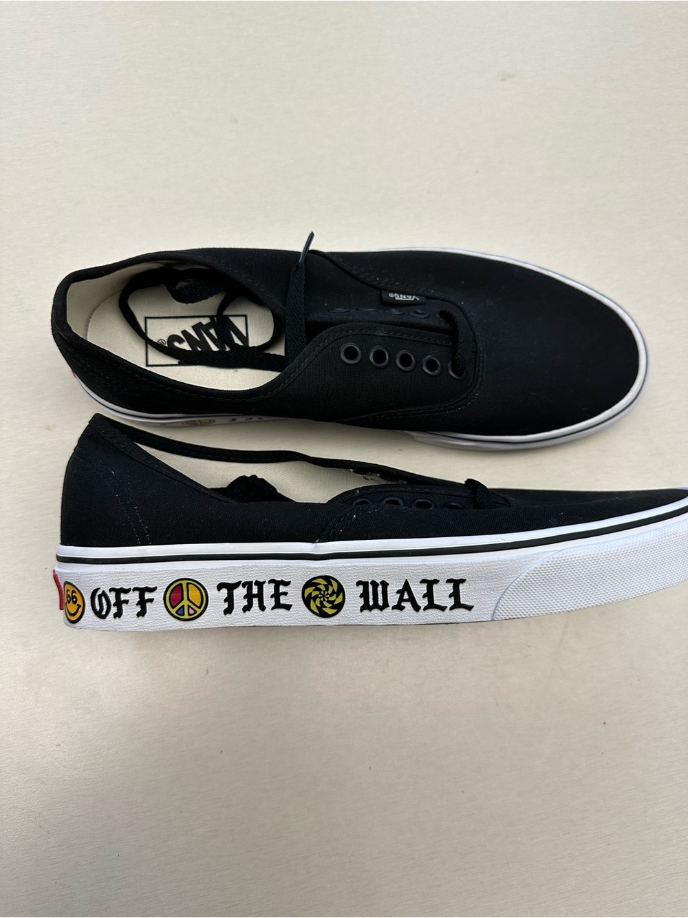 Vans Womens Authentic Side Wall Sneaker Casual VN0A348A40M Canvas Black Size 9.5